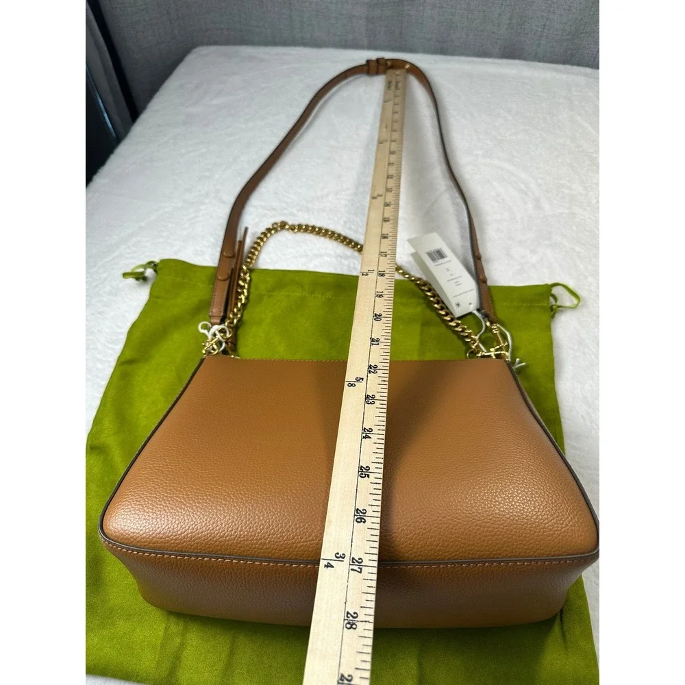 Tory Burch Perry Shoulder Bag Women OS Autumn Brown NEW Pebbled Leather 175544